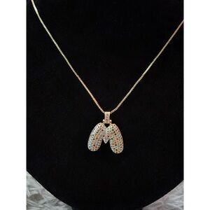 Bubble Initial Gold Pendant Necklace